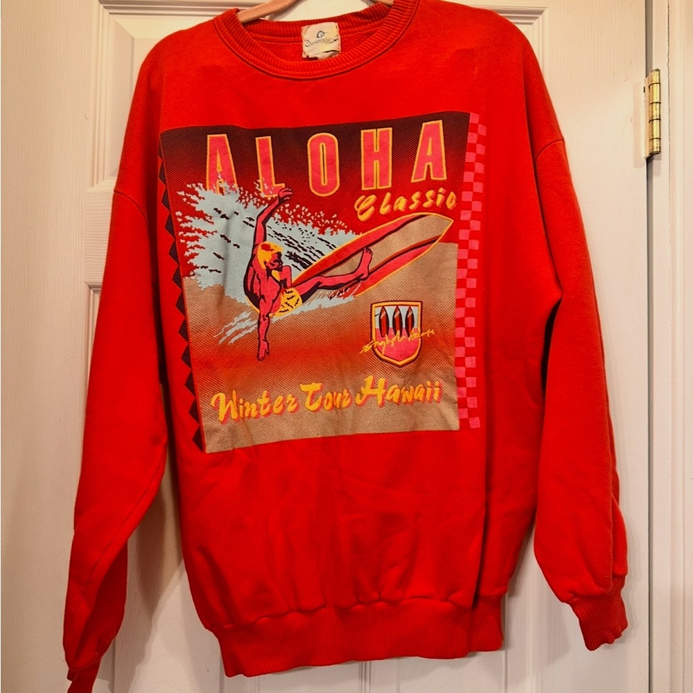 Vintage Quicksilver style Sweatshirt Womens red billabong Crewneck Roxy Surf